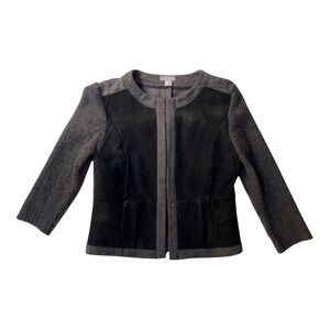 Preloved Jacket Cardigan Sweater Canada Black Suede Gray Wool Small Up-c…